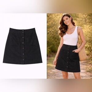 White Stag Womens Size 6 Black Skirt Front Buttons Midi/ Knee